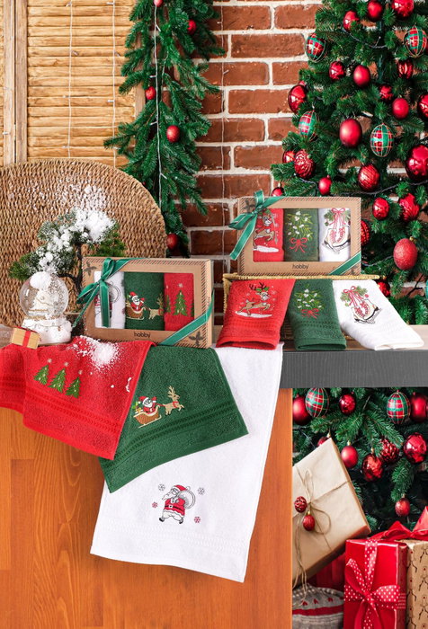 Mijölnir Baby Reindeer Juego de Toallas de Lavado Navideñas Verde, Rojo y Blanco